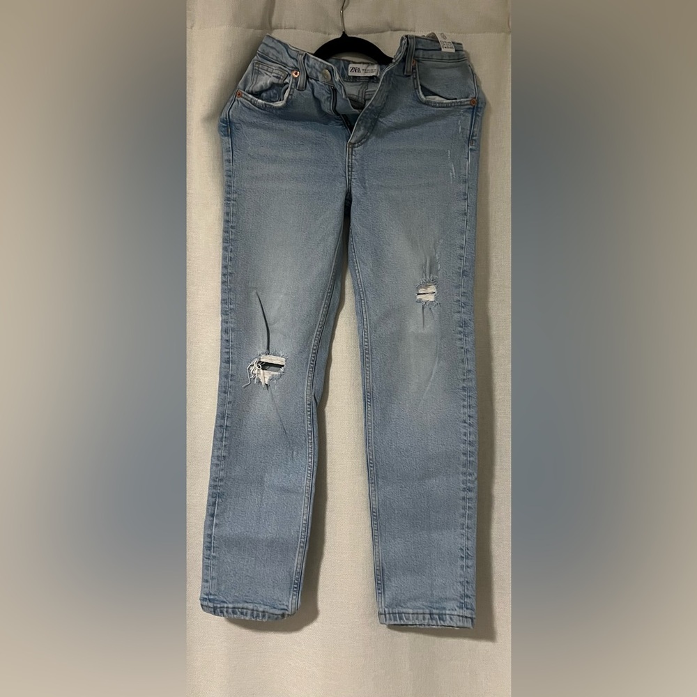 ZARA straight pant distressed